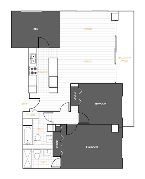 Floorplan for 2 bedroom 2 bath